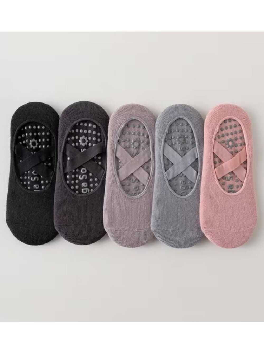 5-Pack Women's Barre Pilates Non Skid Slip Gripper Yoga Ankle Cut Socks Mix Set